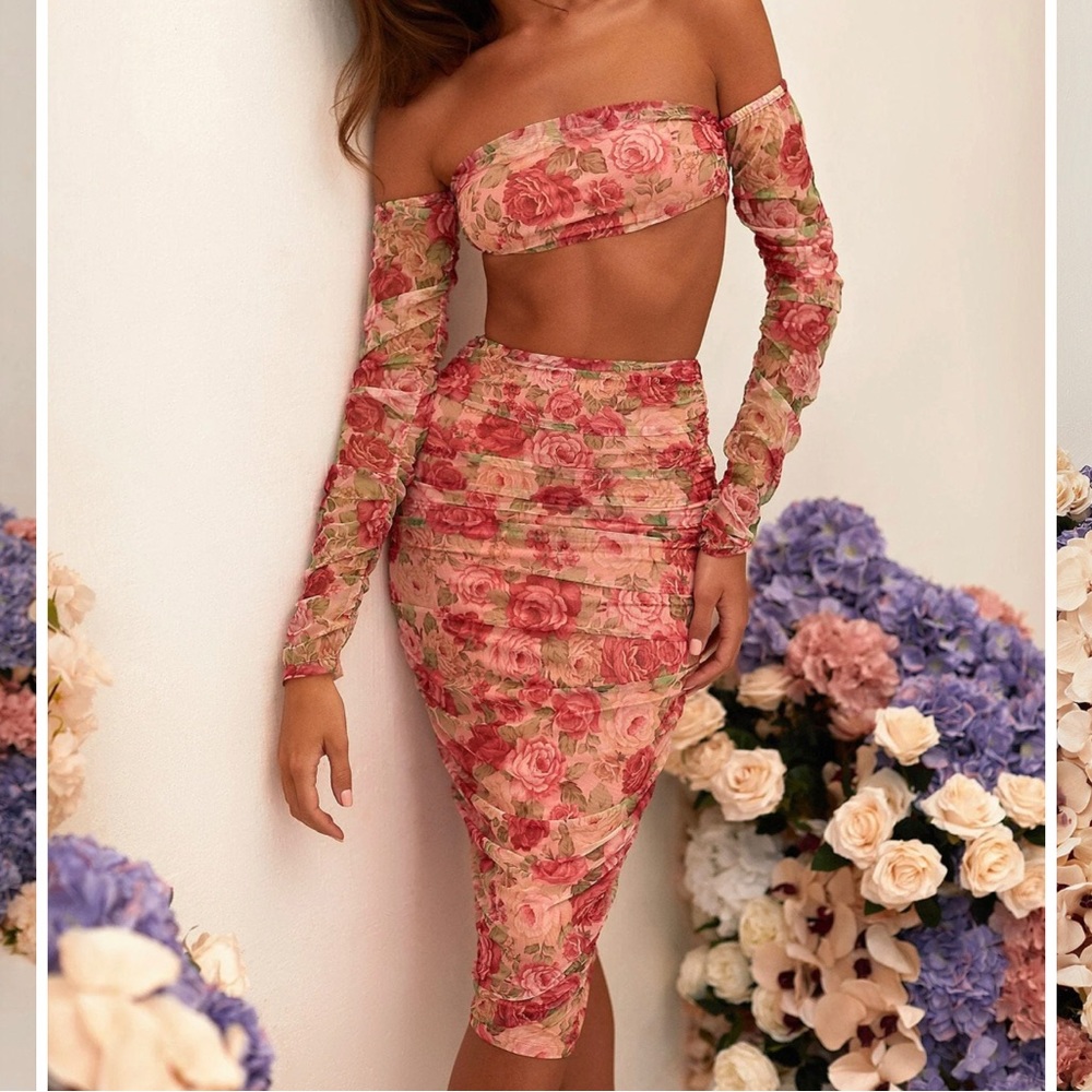NWOT ALAMOUR THE LABEL FLORAL MIDI SET